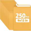 SUNEE 9 x12 Manilla Envelopes, 28lb Brown Kraft, Ultra Strong Quick-Seal Security Catalog Mailing Envelopes for Flat Letter Size Documents or Photos, 250 Count