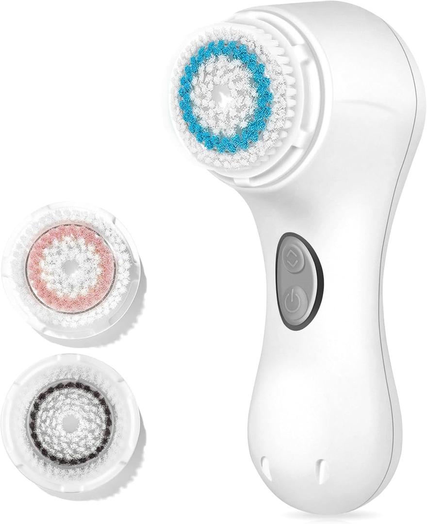 Microtree Electric Facial Cleansing Brush, Ultrasonic Vibrating Face Brush, 2 Speeds for Gentle Clean, Rechargeable Face Scrubber Exfoliator Waterproof Sonic Face Brushes for Cleansing (White)