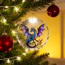 2 x Dragon Christmas Ornaments for Tree Decoration, 2.75in Glass Decorative Hanging Ornaments, Xmas Tree Dragon Decor, Holiday Presents, Gift Exchange Ideas (Aurora Violetwing)