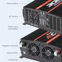 POTEK 3000W Power Inverter 4 AC Outlets DC 12V to 110V AC Car Inverter with 2 USB Port Black