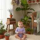 PATPAT Baby Bodysuits - Soft Viscose Made from Bamboo - Long Sleeve Funny for Boys and Girls -Newborn Infant Toddler Clothes (6-9 Months, Purple Flower)