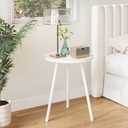 Round Side Table, Small End Table, Drink Table for Couch, Mini Tea Table for Sofa, Modern Accent Nightstand for Small Space, Living Room Bedroom LET521W, 15.7 X 15.7 X 20.8 Inches