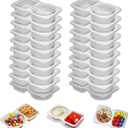 UVHJW 20 Set Reusable Snack Containers, 2-Compartment Dipping Containers with Lid for Refrigeration, Portion Control, Outdoor Takeaway Sauce Dip Case, 20-pack