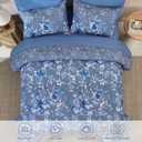 Dobuyly Floral Comforter Set King Size Teal Blue Bed in a Bag 7 Piece, Cottage Core Botanical Flower Pattern Spring Bedding Sets with Sheets, Pillowcases & Shams