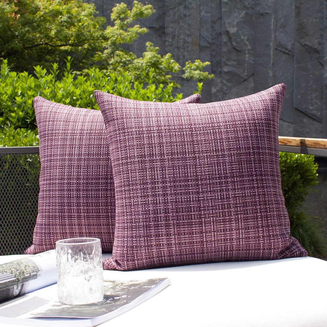 Kevin Textile Outdoor Waterproof 22x22 Inch Pillow Covers 2 Pack, Violet