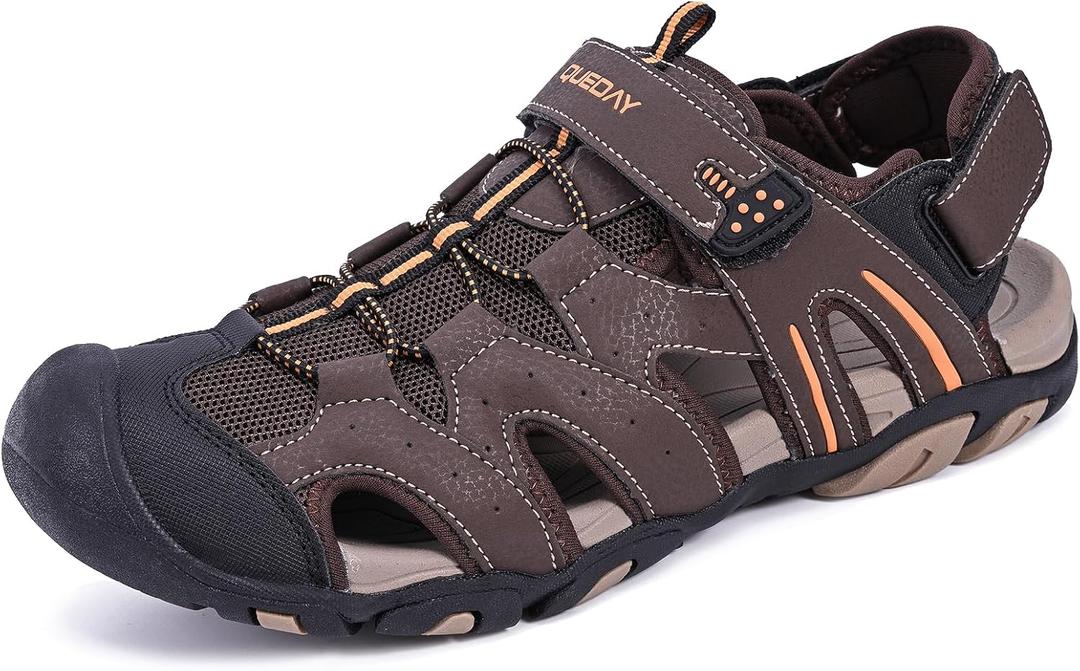 Queday Mens Sport Sandals Closed Toe Outdoor Hiking Sandals Lightweight Trail Walking Casual Water Shoes 8