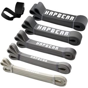 HAPBEAR Pull Up Assistance Bands Set of 5 - Resistance Bands for Working Out, Stretching, Physical Therapy, Muscle Training (Gray(5-170LBS)) HAPBEAR Pull Up Assistance Bands Set of 5 - Resistance Bands for Working Out, Stretching, Physical Therapy, Muscle Training (Gray(5-170LBS))