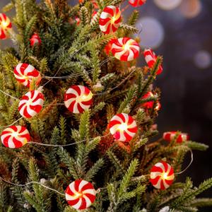 Bencailor 3 Pack Christmas Peppermint Candy String Lights Christmas Decorative Lollipop String Lights Hanging Tree Yard Balcony Decor Waterproof for Xmas Tree Party Wedding(Red)