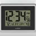 La Crosse Technology 513-1918S-INT Atomic Digital Wall Clock with Outdoor Temperature (Silver)