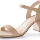 Ankis Nude Black Heels, 2.5'' Block Chunky White Clear Silver Heel Dressy Open Toe Heels For Women Ankle Strap Low Short Thick Strappy Dress Comfortable Sandal Casual Party Wedding Event Summer Shoes (9)