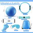 Poen 21 Pcs Pilates Equipment Kit for Home Workout Pilates Ring and Ball Set for Women 12'' Circle Yoga Fitness Essentials Kit with Resistance Bands, Yoga Strap, Socks,Bag (Pink,Blue,Purple)
