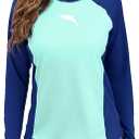 Halcurt Women's Long Sleeve Rash Guard Swim Shirt with Built in Bra Lightweight UPF50+ Quick Dry Swimsuit Top Large