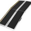 8 FT Portable Wheelchair Ramp for Home Step, Aluminum Handicap Ramp with Non-Skid Surface and Reflective Strips,Weight Capacity 600 LBS