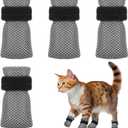 4 Pcs Cat Mittens to Prevent Scratching Adjustable Cat Claw Protectors Covers Mesh Breathable Cats Shoes Kitten Shoes Socks Booties Anti Scratch Kitten Foot Covers for Pet Bathing Cutting Nails (Gray)