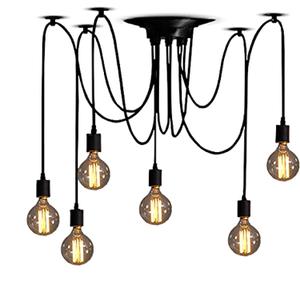 Spider Light Chandelier Spider Pendant Light Fixture Edison Chandelier 6 arms Vintage Industrial Steampunk Hanging Ceiling Multi DIY (6Arms with 47in light cord)