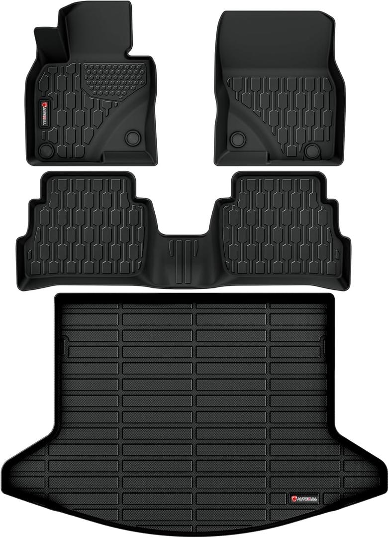 Floor Mats & Cargo Liner Compatible with Mazda CX-5 2017-2025 Cargo Mat, Full Set All Weather Protection 1st, 2nd Row Car Liners & Trunk Mat, Black
