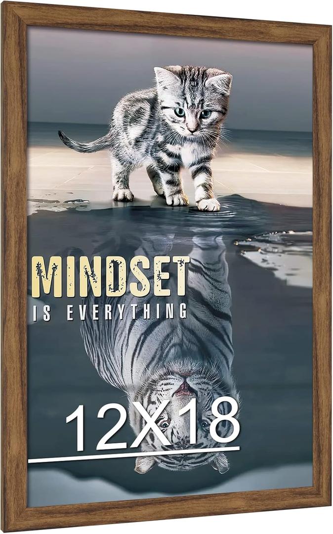 Natural 12x18 Frame Rustic Brown, 18 x12 Picture Frame, 12 by 18in Canvas Poster Frame, Large Gallery Concert Portrait Landscape Photo Wall Frame, Anniversary/Wedding/Birthday/Thank you/Christmas Gift