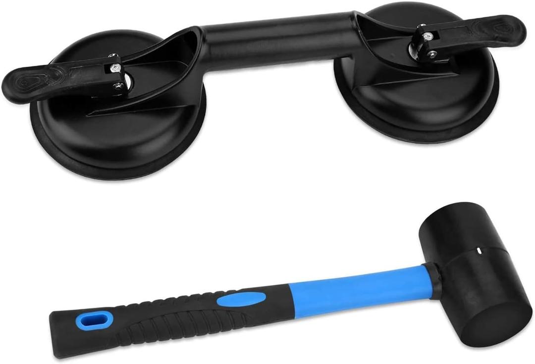 FCHO Floor Gap Fixer Tool for Laminate Floor Gap Repair Include Suction Cup and Mallet (Can't use on scraped surface floor), Blue