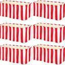 Yopay 6 Pack Table Skirt, 14' x 29" Carnival Tablecloth, Striped Red and White Water Proof Table Skirt, Self Adhesive Theme Circus Home Decoration Birthday Party Supplies