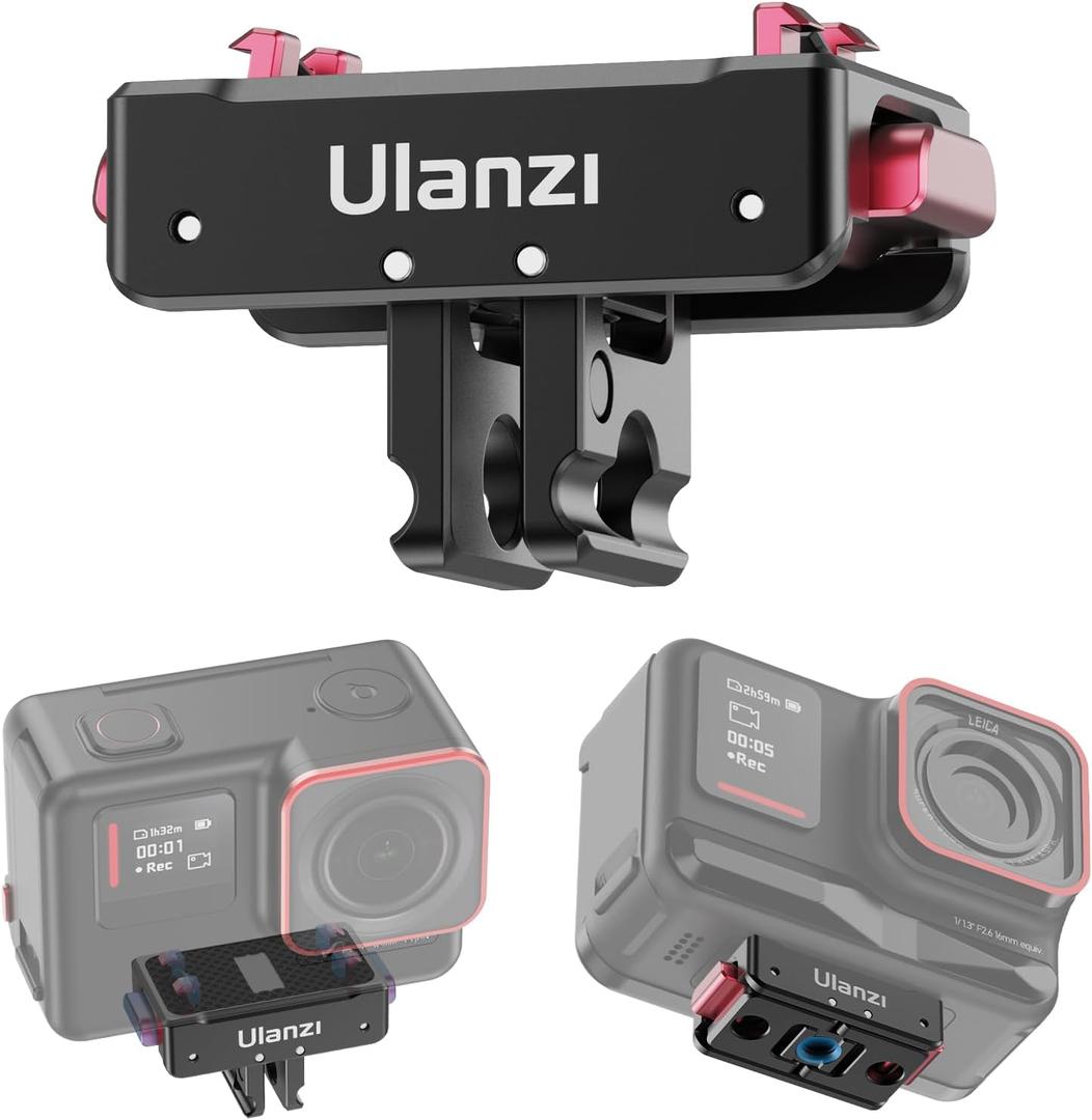 VIJIM Ulanzi Quick Release Mount, Snap-On Magnetic 2 Prong Mount and 1/4 Thread Mount for Insta360 ACE/ACE PRO, C019-US6