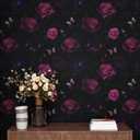 Laatse Drak Floral Wallpaper Peel and Stick Boho Wallpaper 17.5x118 Purple Rose Contact Paper Waterproof Self-Adhesive Vintage Flowers Wall Paper for Bedroom Mural Shelf Liner Cabinet Decor