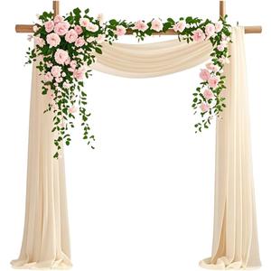 Wedding Arch Draping Fabric, 29" x 20ft Champagne Sheer Curtains Wedding Decorations for Ceremony, 6.7 Yards Champagne Chiffon Draping Fabric Backdrop