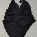 AI'MAGE Women's One Piece Swimsuit Tummy Control Halter Ruched Bathing Suits (X-Large, Black)
