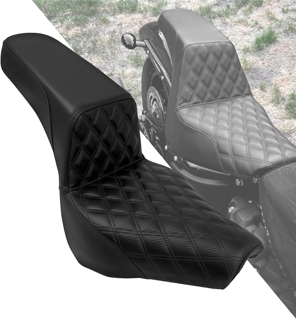 Motorcycle Driver Passenger Seat Fit For Harley Softail Street Bob FXBB FXBBS 2018-2025 Softail Standard FXST 2020-2025 (Black Stitching)