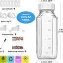 8 Pack 16 Oz Reusable Glass Milk Bottles w 100% Airtight Heavy Duty SCREW Lid & 2 Pour Spouts - Glass Juice Bottles w Capacity Mark - Beverage Drinking Jar Juice Container Breast Milk(Extra 2 Lids)