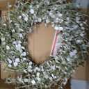 26 Inch Fall Wreath for Front Door Large Eucalyptus Wreaths with Mini White-Green Leaves, Autumn Greenery Wreath on Grapevine for Fall Door Decor Farmhouse Wall Window Home Decoration