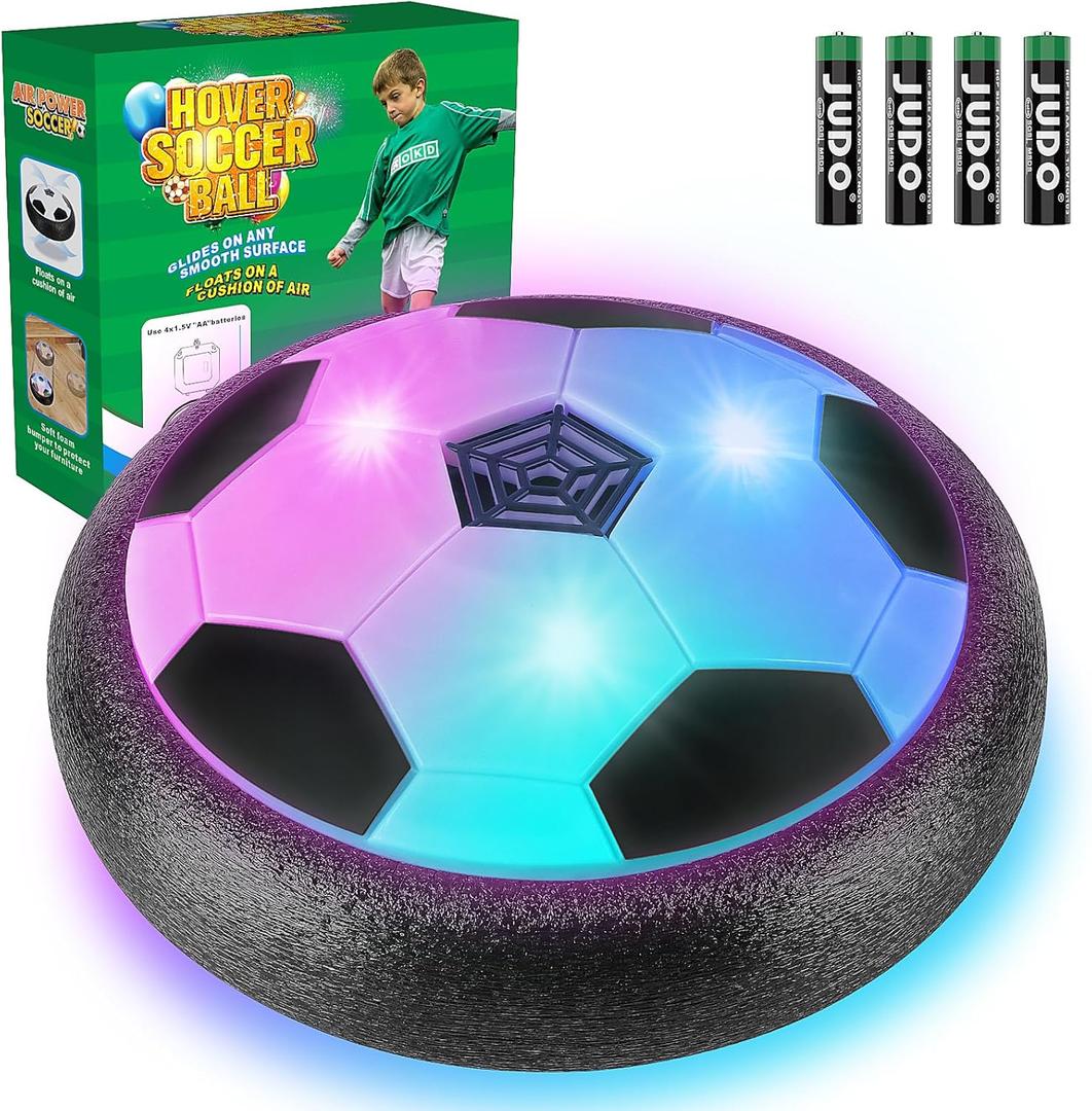 Set of 1 Light Up LED Soccer Ball Toys, Hover Toys for Boys Girls 4-7 8-12, Stocking Stuffers for Kids, for 3 4 5 6 7 8 9 10 11 12 Year Old Boys Girls (Black)