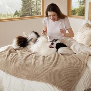 Bedsure Dog Blanket for Large Dogs Washable - Fluffy Fuzzy Puppy Cat Blanket for Couch with Premium 300GSM Coral Fleece Soft for Pet Kitten Doggy, Brown, 50x60IN