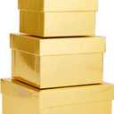 Stockroom Plus 4 Pack Square Nesting Gift Boxes with Lids for Presents, Assorted Sizes, Stacking Decorative Goodie Box for Holiday, Wedding, Birthday, Party (Gold)