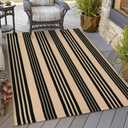 OJIA Outdoor Area Rugs 4'x6', Black and Tan Outdoor Rug Machine Washable Patio Rugs Cotton Hand Woven Entryway Rug Indoor Rugs for Bedroom/Porch/Deck/Backyard/Camping/Living Room