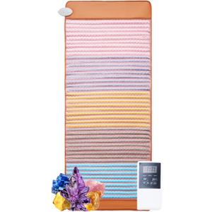 VEVOR Far Infrared Heating Pad, 5 Natural Crystal Gemstones Mat, Full-Body Amethyst Heating Pad with Negative Ions, 103-159 Heating, 0-12 Hours Timer for Back Waist Leg Pain Relief (67 x 27-inch)