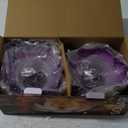 Solar Light Outdoor(2 vbPack), Art Crackle Globe Glass Lotus Decoration, Solar LED Waterproof Purple Metal Flower Lights for Patio, Lawn, Walkway, Tabletop