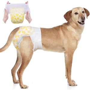 Dono Dog Diapers Female for Large Dogs with Stretchy Waist, Disposable Pull Up Full Wrap Puppy in Heat Period Diapers, 360 Leak-Proof Super Absorbent Doggie for Small Medium Elderly Dogs (L-10 Count)