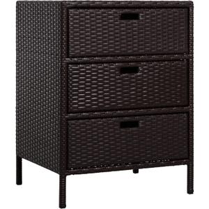 Outsunny Outdoor Towel Cabinet, PE Rattan Pool Storage Organizer, Freestanding Outdoor Towel Rack for Pool with 3 Drawers and Weather Safe Material, Brown