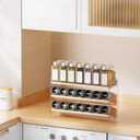 MUDEELA Clear Spice Rack Organizer for Cabinet, 3 Tiered Vertical Spice Shelf, Wooden Seasoning Organizer for Countertop, Kitchen, Pantry, Freestanding, 13.3" W 11.2" H (No Jars Included)
