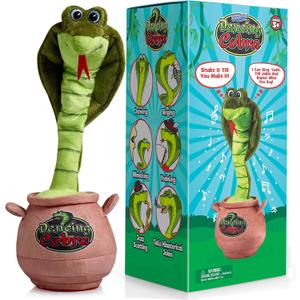 Gagster Cobra Snake Dancing Toy Plush - Mimicking Toy for Kids & Adults - that Tells Jokes & Can Repeat What You Say, Dancing Talking Singing Yodeling Funny Gift for Kids & Toddlers, Fun Gag Gifts, 14 inches tall