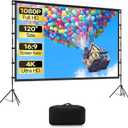 Projector Screen Outdoor, Projector Screens with Stand Portable 120" Foldable Projection Screen, KSAN 10 Feet Indoor Home Theater Movie-Screen with Carrying Bag for Backyard Movie Night, Party, Games