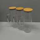 3 Sets Glass Pitcher with Lid, 50 oz / 1500 ml Water Carafe with Handles Hot Cold Beverage Water Jar Glass Jug (Bamboo lid)