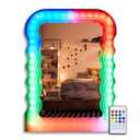 Wavy LED Mirror 18"x 24"Wave Mirror - Irregular Wall Mounted Decorative Mirror for Living Room or Bedroom, Great for Present and Room Décor, 18x24