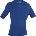 O'Neill Mens Basic Skins Short Sleeve Rashguard, UPF 50+ Sun and Rash Protection for Surfing and All Outdoor Activities Blue, L