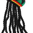 SATINIOR Rasta Hat with Black Dreadlocks Wig Rasta Wig with Dreads Funny Hat, 1 Piece, Size 17. 3