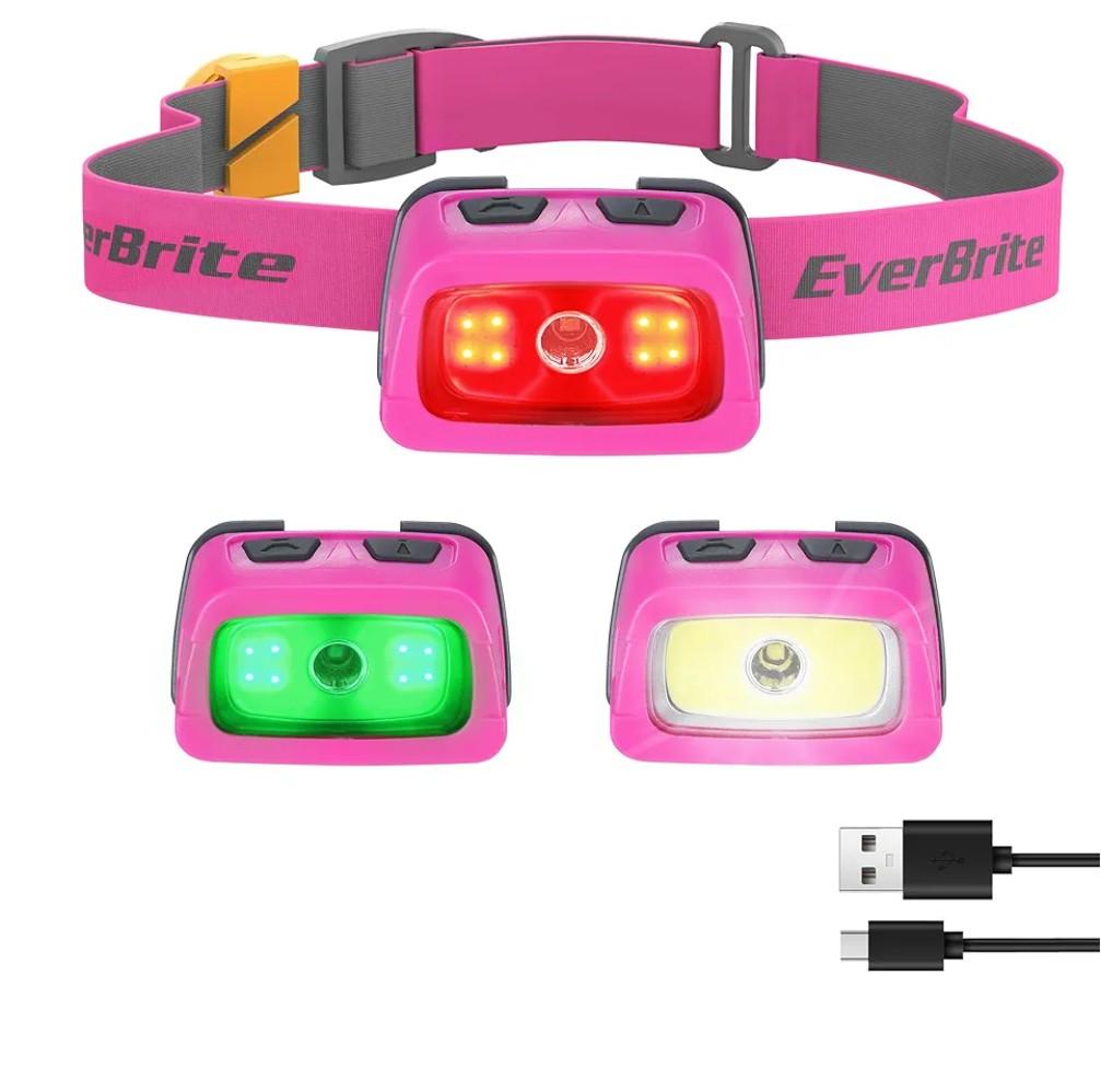 EverBrite Rechargeable Headlamp, 350 Lumens Headlamp with Red Light and Memory Function, 7 Modes Running Headlamp, Bright Headlamps for Camping, Fishing, Hunting, Night Vision