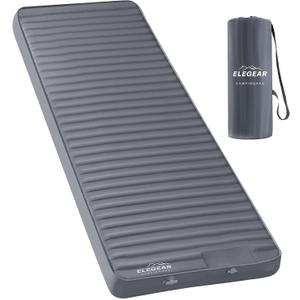 Elegear Air & Foam Camping Sleeping Pad, HexaFoam Camping Mattress Pad with Built-in Foot Pump Memory Foam Camp Pad 4-Season Camp Sleeping Mat for Travel/Car/Tent, Gray (Single, Grey)