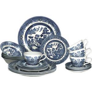 Churchill Blue Willow Plates Bowls Cups 20 Piece Dinnerware Set, Made In England
