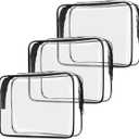 TSA Approved Toiletry Bag, 3 Pack Clear Travel Bags for Toiletries, Quart Size Makeup Cosmetic Bag Organizer for Women Men Travel Accessories(Black)