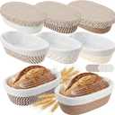 6 Set Mini Banneton Bread Proofing Basket Natural Cotton Rope Proofing Bowls Kit with Cloth Liner Small Sourdough Bread Baking Supplies for Home Baking (Brown,6.9 x 4.53 x 2.36 Inches)